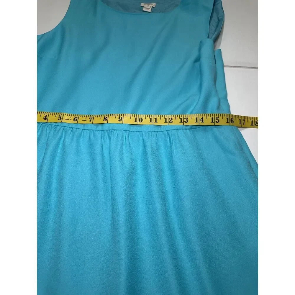 J. CREW Turquoise Sleeveless Ruched Crepe Tank‎ Dress Size 12 Outdoors, Brunch